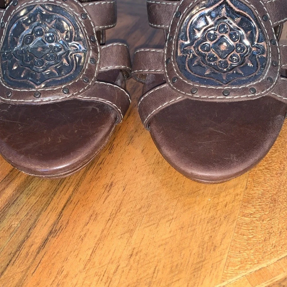 Cole Haan Brown Leather Heel Slingback Sandals Women’s Size 5 Left Shoe, 6 Right